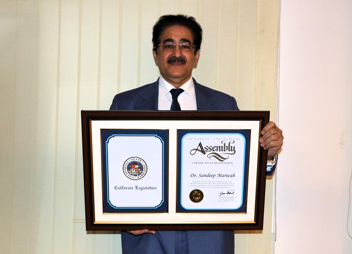 California Legislature Assembly Honors Dr. Sandeep Marwah