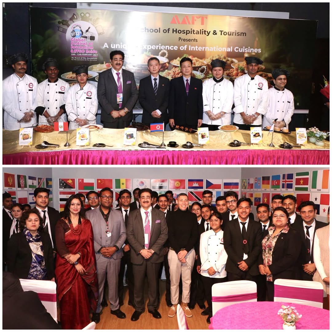 AAFT School of Hospitality and Tourism Showcases DPR Korea Cuisine at 13th Global Festival of Journalism & AVGC Noida 2025