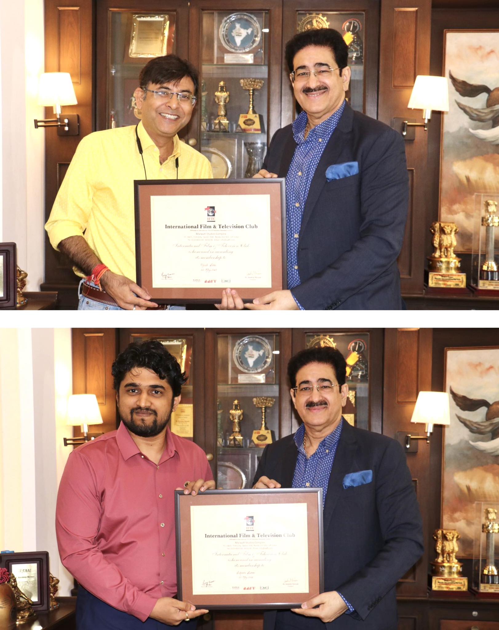 Renowned Filmmakers Honored with Life Membership of International Film and Television Club at Marwah Studios