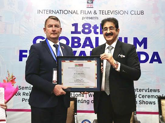 H.E. Juris Bone, Ambassador of Latvia to India, Conferred Patronship of Indo–Latvia Film and Cultural Forum at GFFN 2025