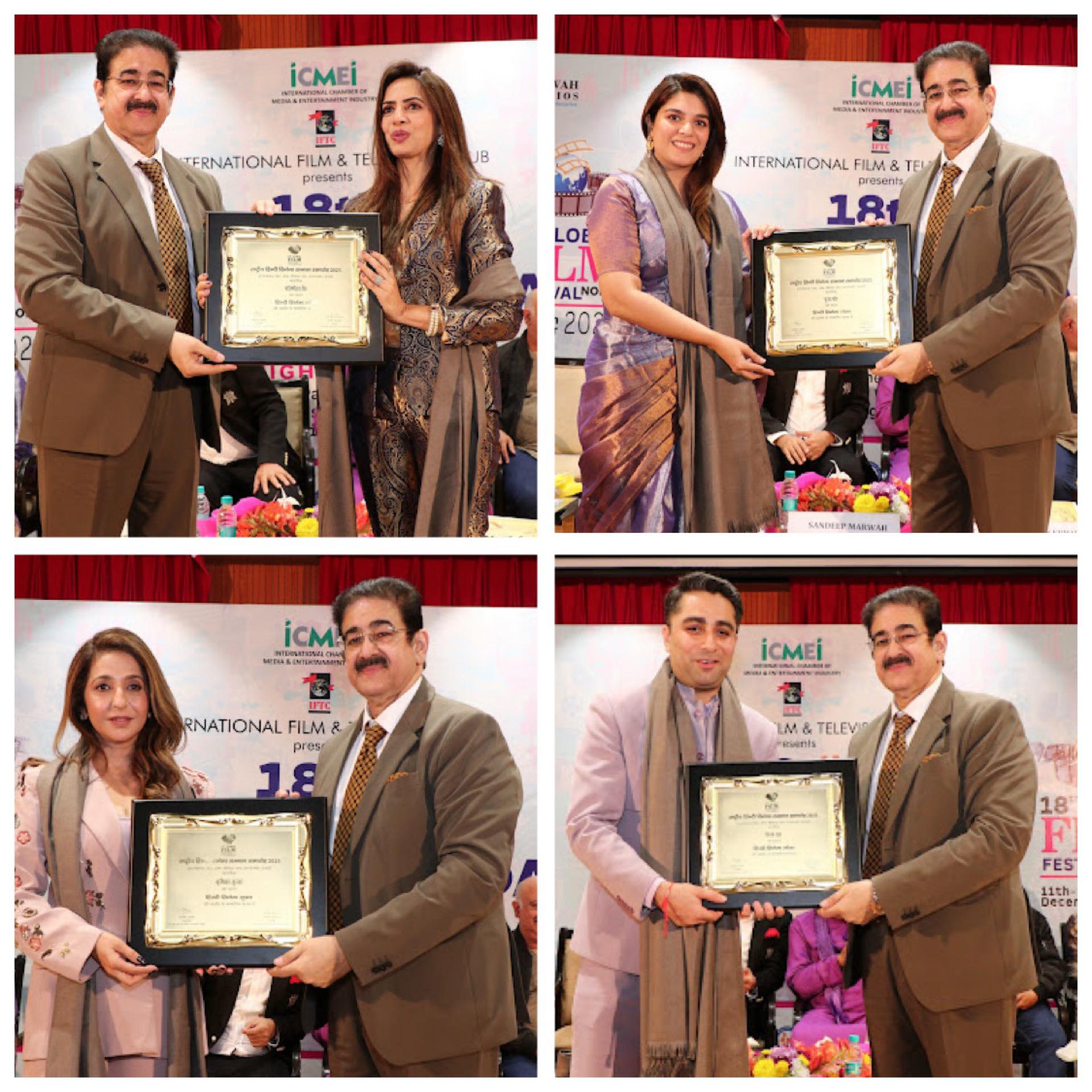 Distinguished Film Personalities Honoured at 9th Rashtriya Hindi Cinema Samman Samaroh 2025 during 18th Global Film Festival Noida