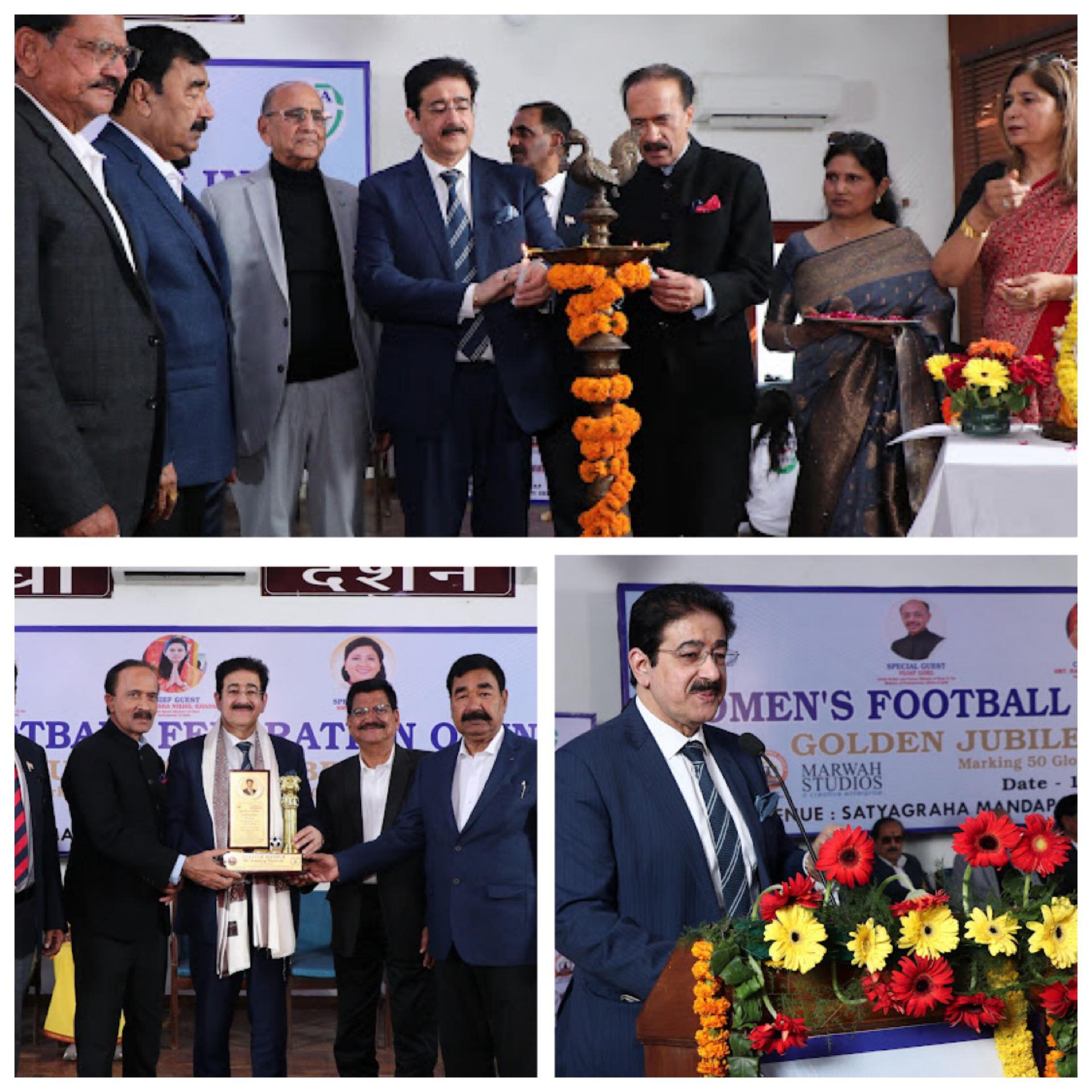 Dr. Sandeep Marwah Inspires Young Athletes at 50-Year Celebration of Women’s Football Federation of India